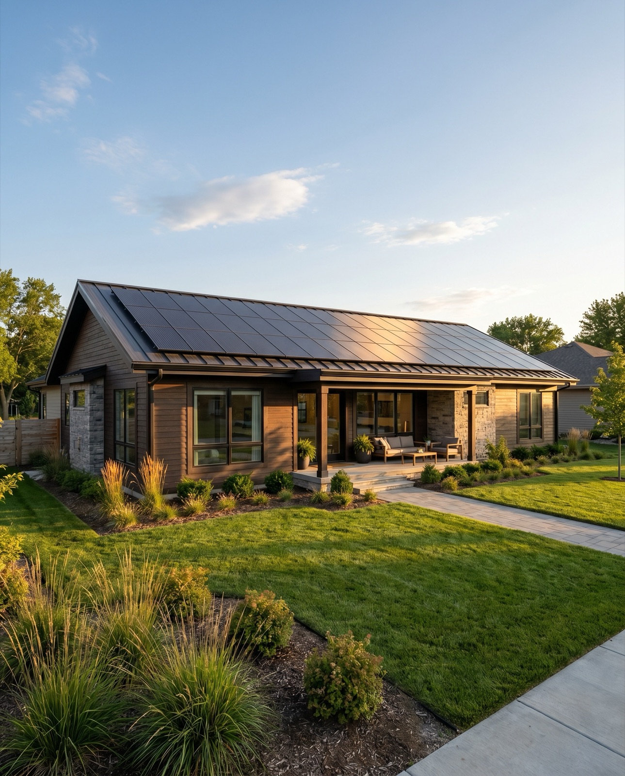 A modern home with rooftop solar